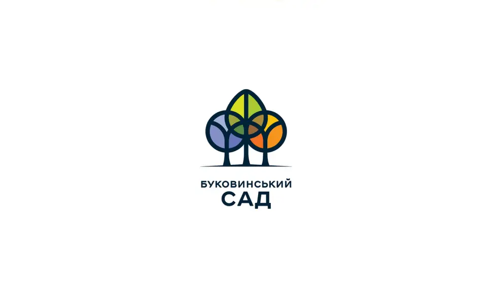 Bukovynskyi Sad logo with three colorful tree crowns