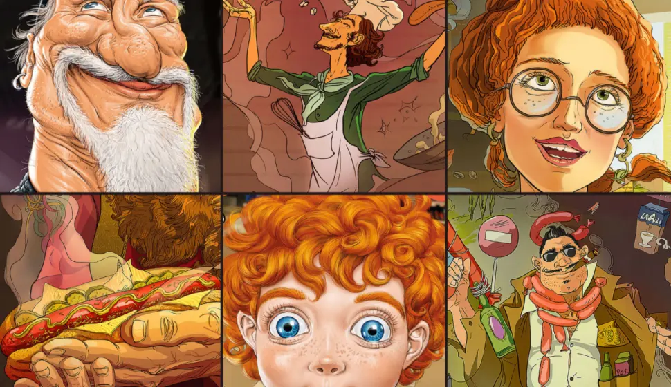 OKKO 2016 calendar collage of illustrated character portraits