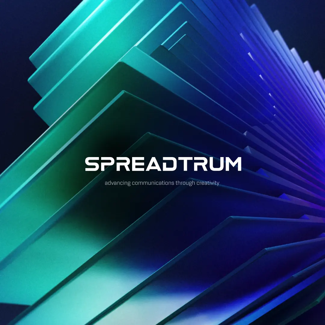 Spreadtrum logo over layered glowing teal and blue glass panels