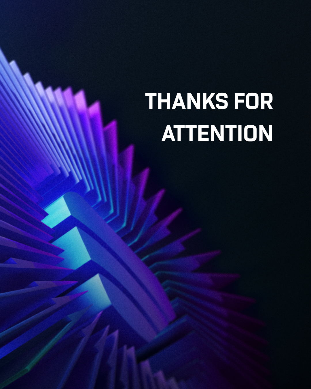 Spreadtrum Thanks for attention slide with glowing blue glass panels