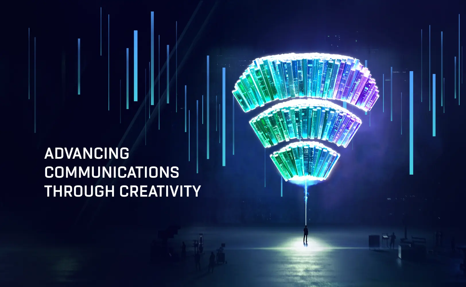 Spreadtrum key visual with a glowing crystal Wi-Fi symbol and brand slogan