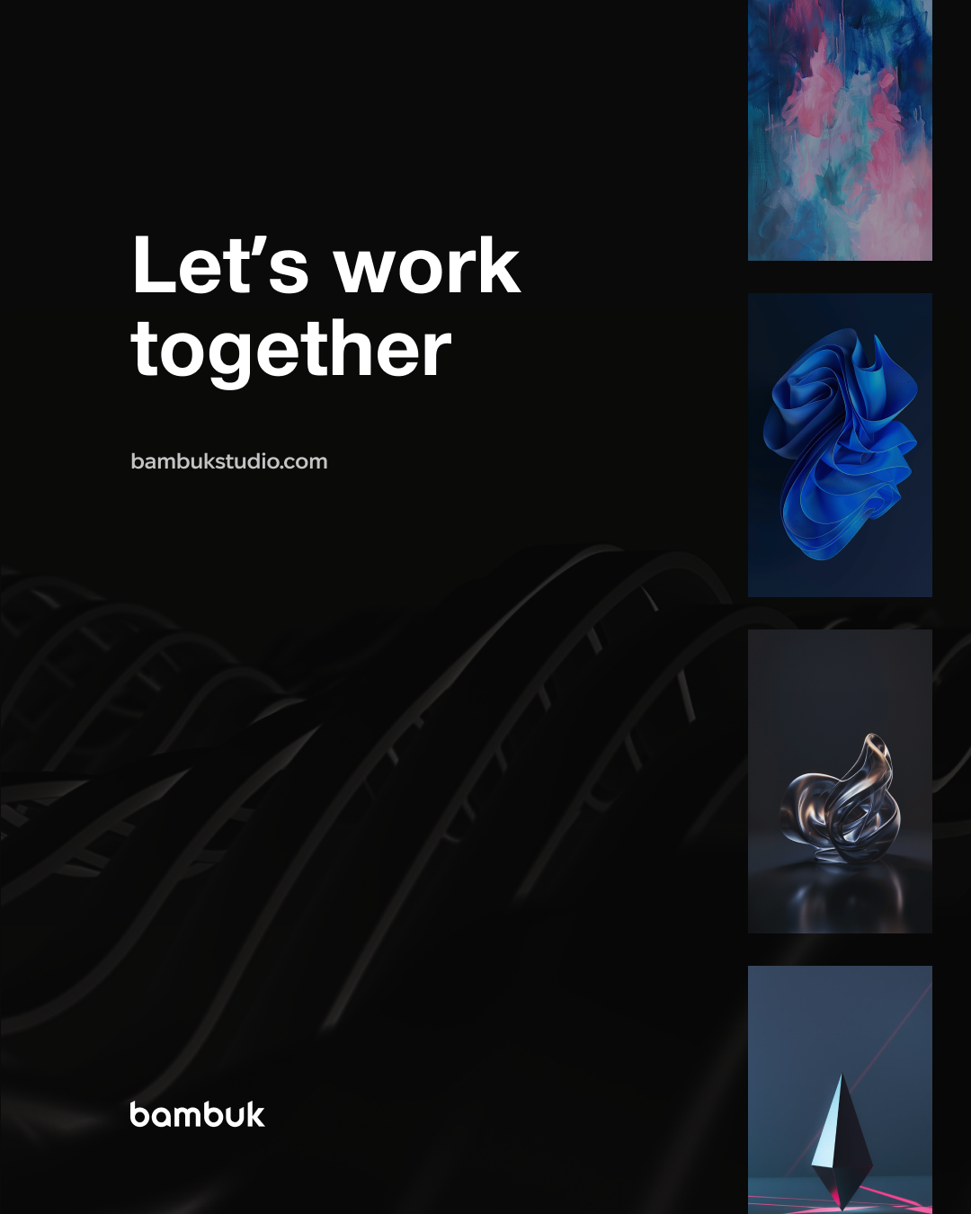 Картка Bambuk «Let's work together» поруч із творами NFT-маркетплейсу