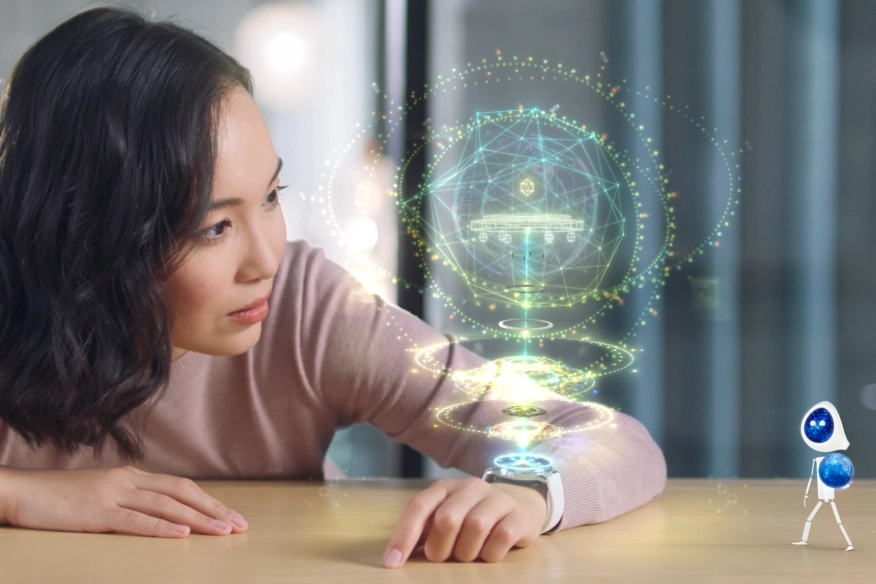 Girl with her smart watch checking on how the small battery doing his job